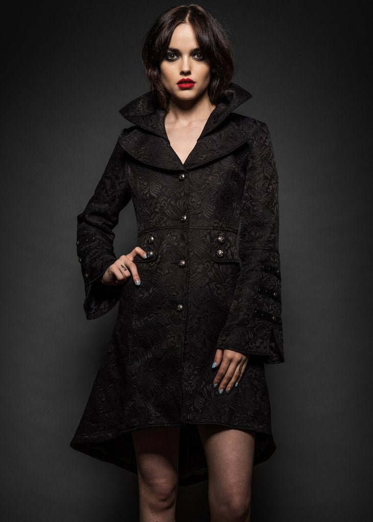 Wednesday Black Victorian Coat with Lacing - Unspoken Fashion