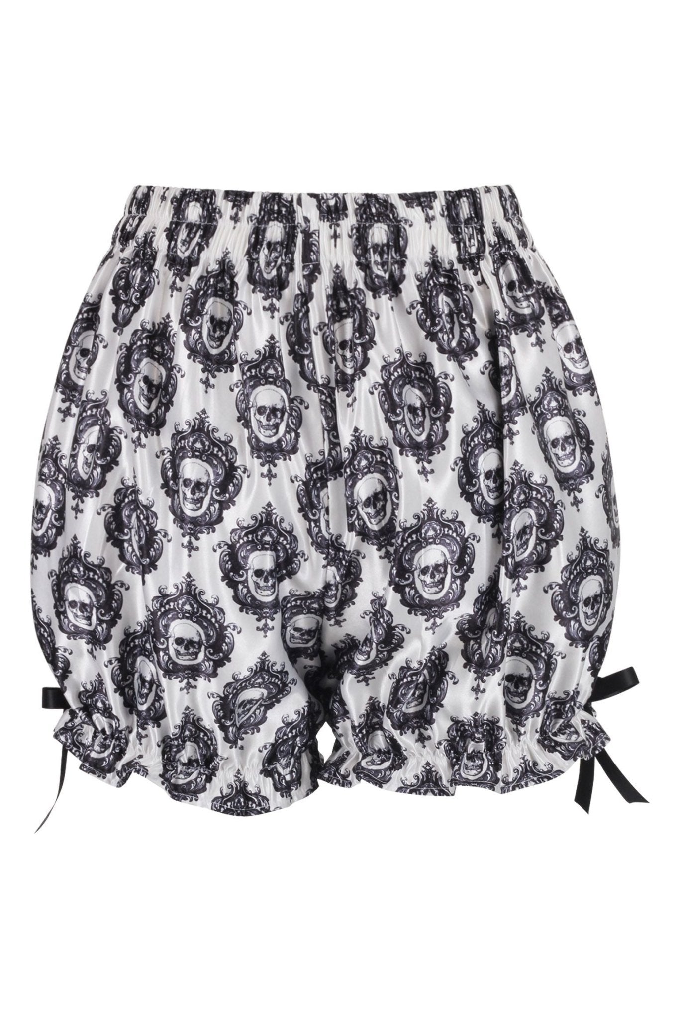 White & Black Gothic Skull Print Bloomers