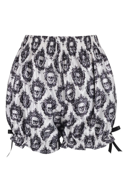 White & Black Gothic Skull Print Bloomers