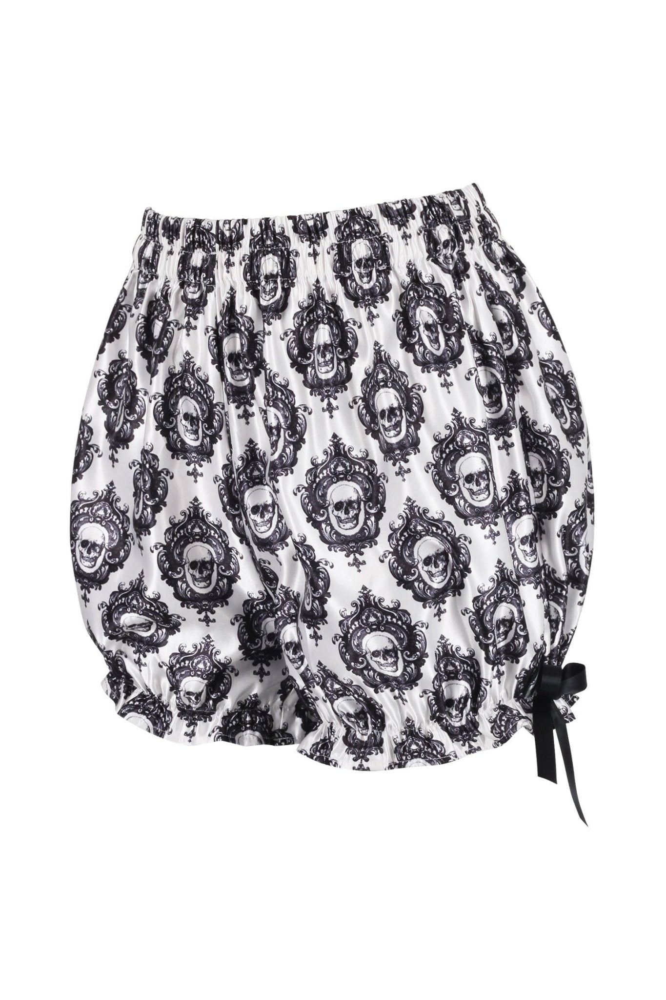White & Black Gothic Skull Print Bloomers