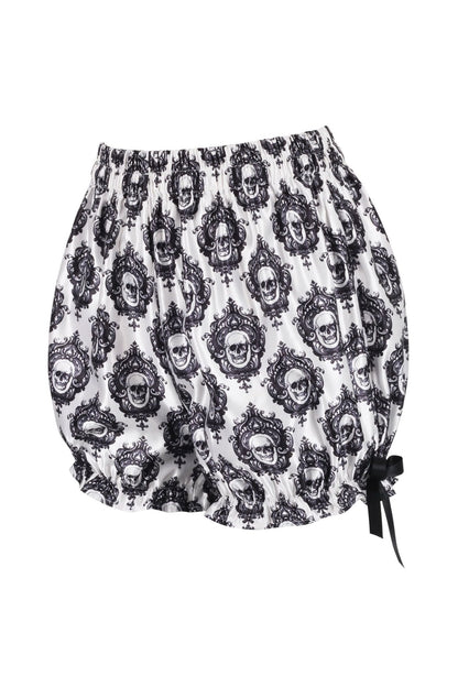White & Black Gothic Skull Print Bloomers