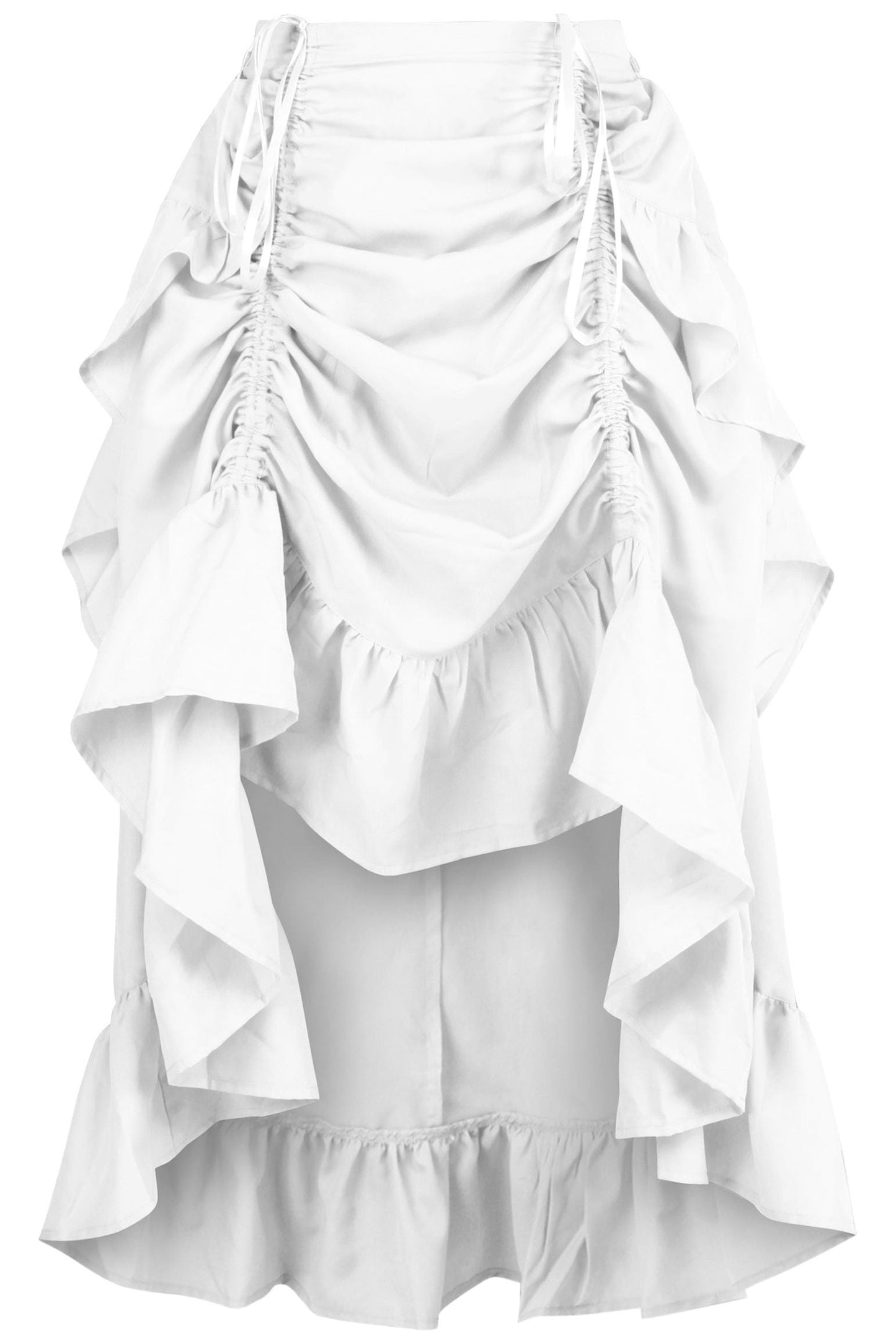 White Crepe Adjustable High Low Skirt.