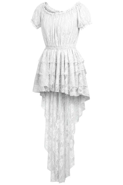 White High Low Lace Dress