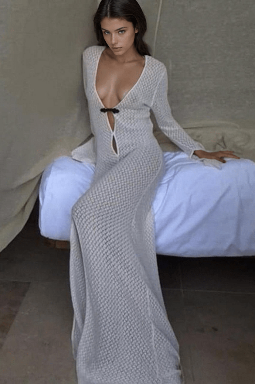 White Long Sleeve Maxi Dress - Unspoken Fashion