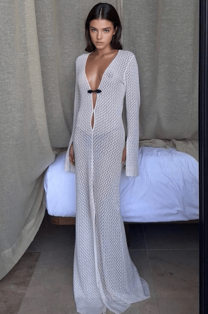 White Long Sleeve Maxi Dress - Unspoken Fashion