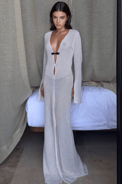 White Long Sleeve Maxi Dress - Unspoken Fashion