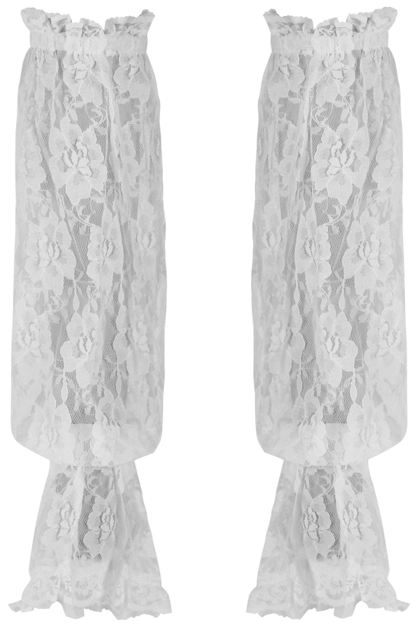 White Sheer Lace Smocked Sleeves.