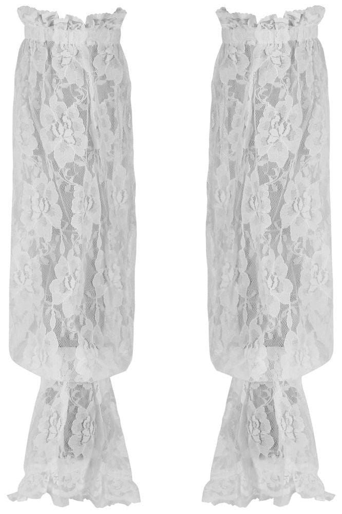 White Sheer Lace Smocked Sleeves