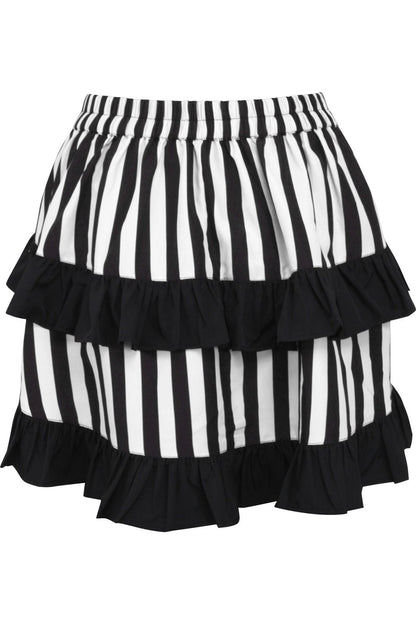 White/Black Striped Ruched Bustle Skirt.