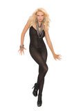 Opaque Bodystocking With Spaghetti Straps And Open Crotch-Elegant Moments