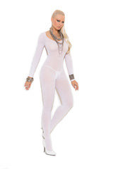 Opaque Long Sleeve Bodystocking With Open Crotch-Elegant Moments