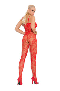 Rose Lace Bodystocking With Open Crotch - Queen Size-Elegant Moments