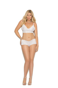 Stretch Lace Booty Shorts & Camisole Top - Plus Size-Elegant Moments