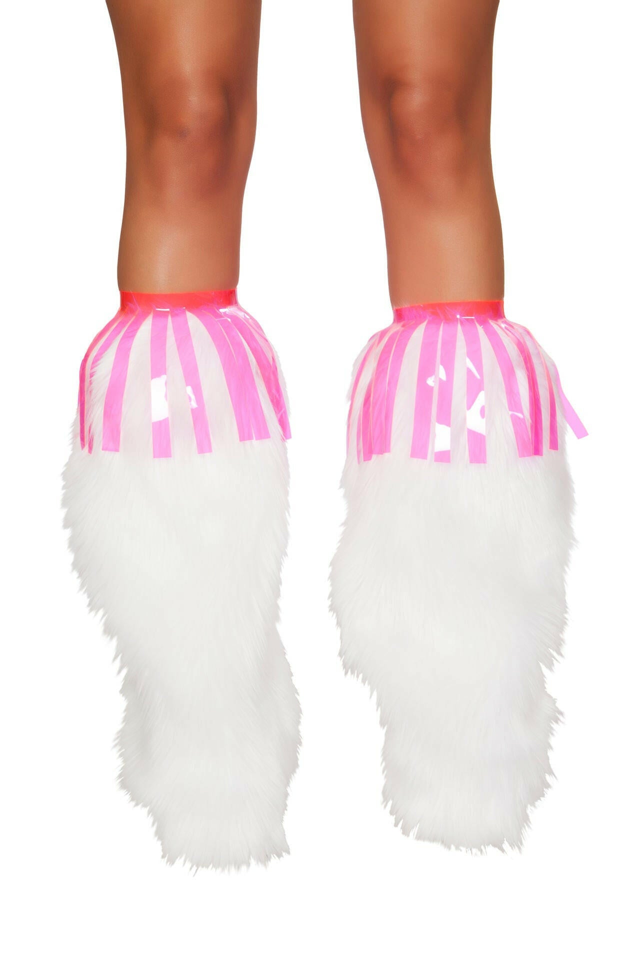 Rave & Festival Wear Pair of Vinyl Fringe Leg Wrap Unspoken Fashion