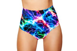 Rave & Festival Wear - Electric Printed High-Waisted Puckered Shorts-Roma Costume