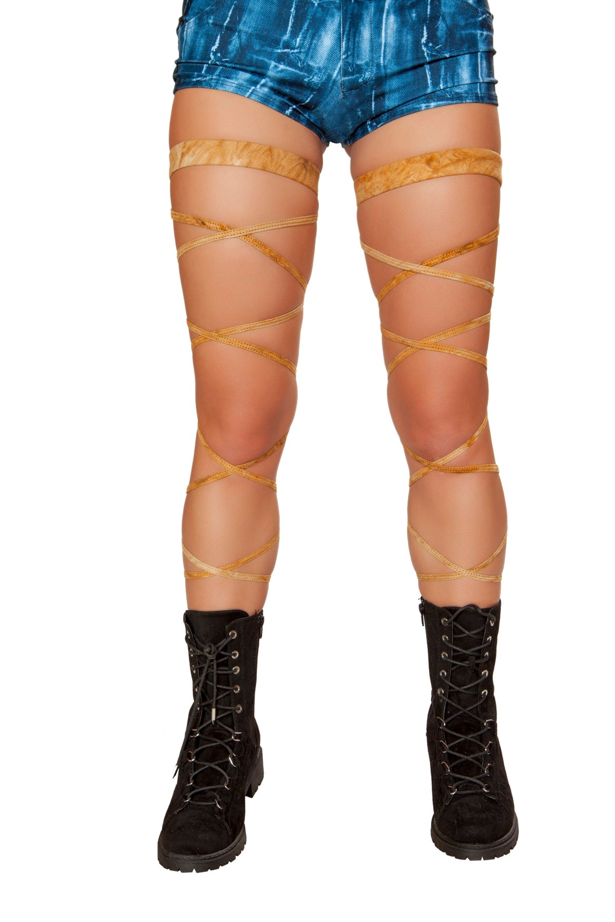 Rave & Festival Wear - Suede Leg Strap with Attached Garter-Roma Costume