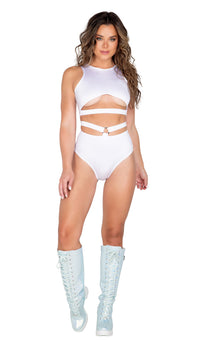 Rave & Festival Wear - High Waisted Ring Detail Shorts-Roma Costume