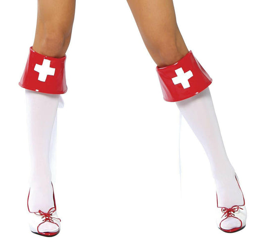 Roma Red and White Boot Cuffs  - Costume Accessory.