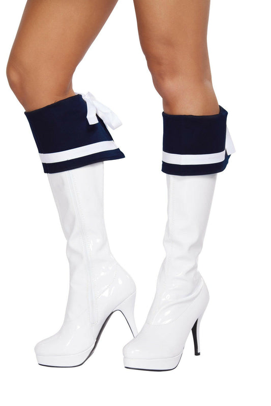 Roma Navy Blue and White Boot Cuffs  - Costume Accessory.