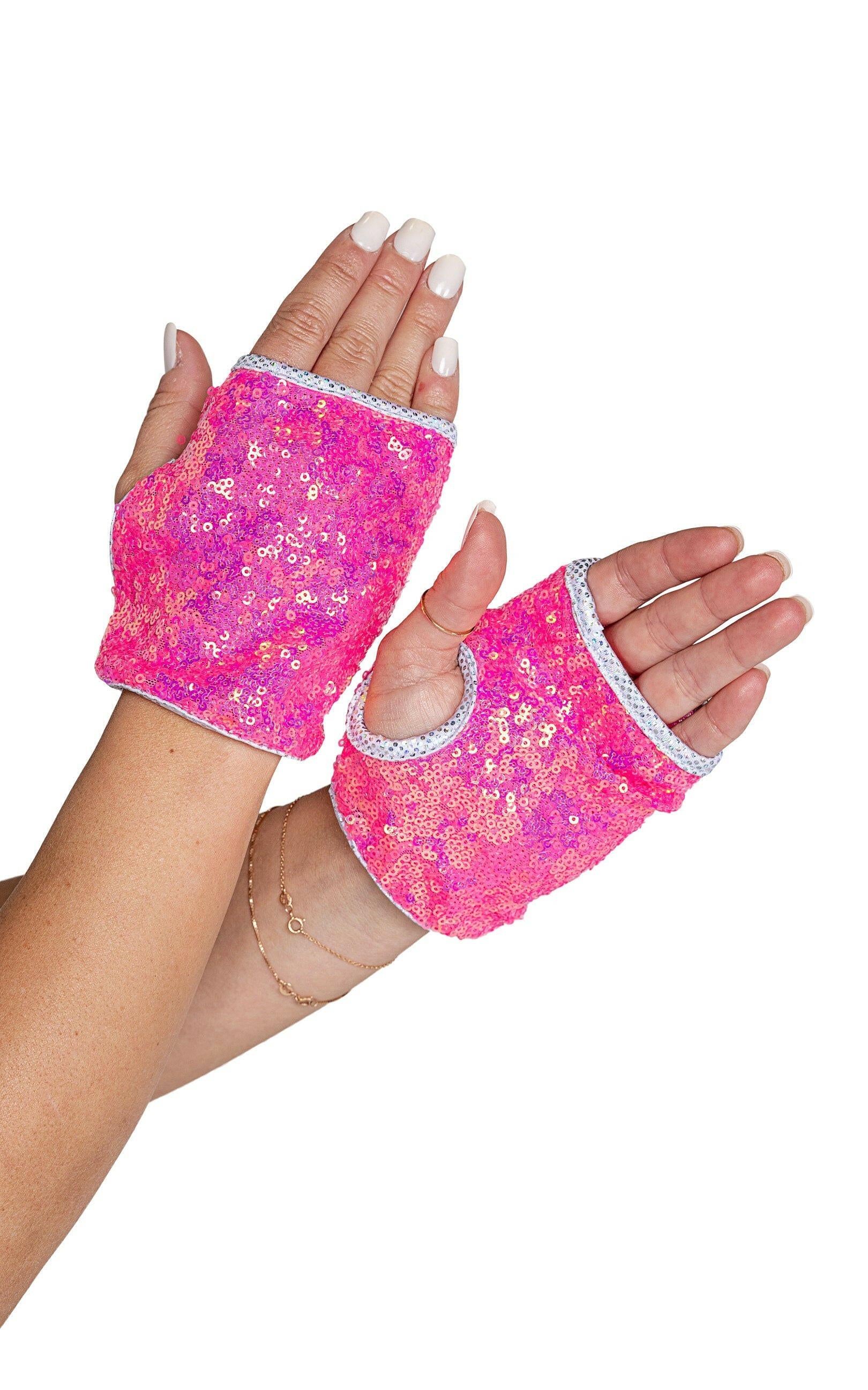Roma Rave & Festival Wear - Open Finger Sequin Gloves.