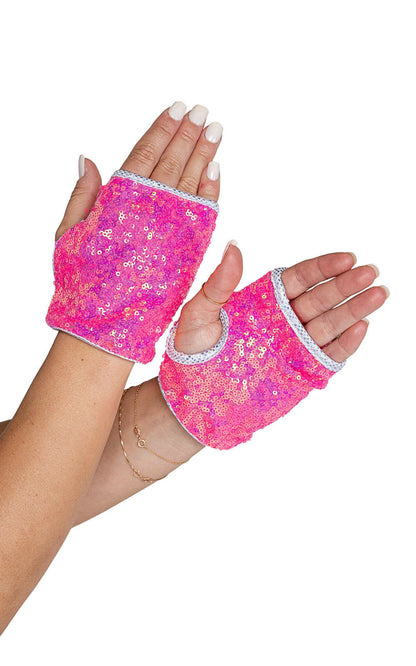 Roma Rave & Festival Wear - Open Finger Sequin Gloves.