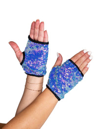 Rave & Festival Wear - Open Finger Sequin Gloves-Roma Costume