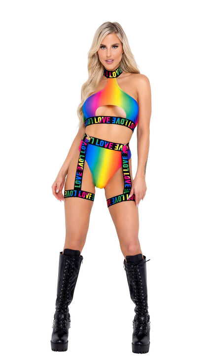 Roma Rainbow High-Waisted Shorts - Rave & Festival Wear.