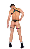 Rave & Festival Wear - Mens Pride Harness with Chain & Ring Detail-Roma Costume