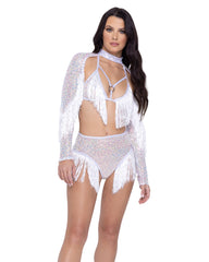 Sequin Fishnet Shrug - Rave & Festival Wear-Roma Costume