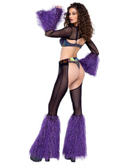 Sheer Shrug with Faux Fur Bell Sleeve - Rave & Festival Wear-Roma Costume