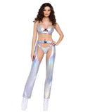 Hologram Crop Top with Buckle Closer - Rave & Festival Wear-Roma Costume
