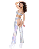 Hologram Crop Top with Buckle Closer - Rave & Festival Wear-Roma Costume