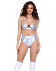 Hologram High-Waisted Shorts - Rave & Festival Wear-Roma Costume