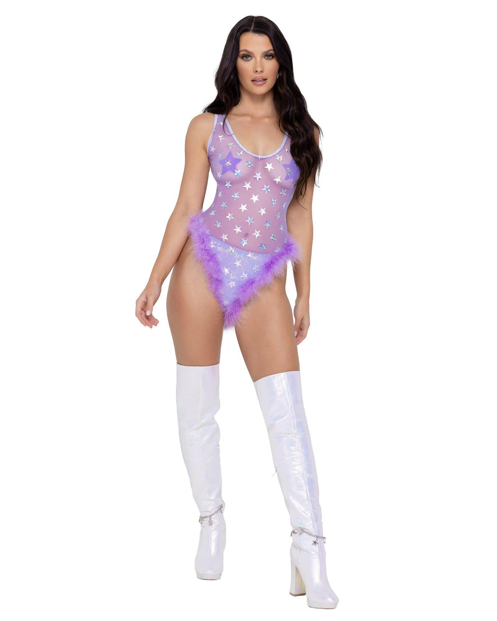 Roma Sheer Stars Romper - Rave & Festival Wear.
