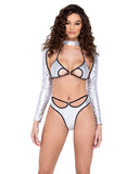 Ring Hologram Key Hole Triangle Tie-Top - Rave & Festival Wear-Roma Costume