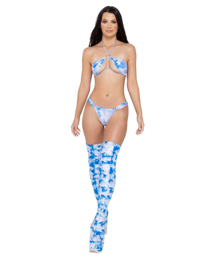 Roma Cloud Print Thong Back - Rave & Festival Wear.