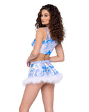 Cloud Print Crop Top with Strap - Rave & Festival Wear-Roma Costume