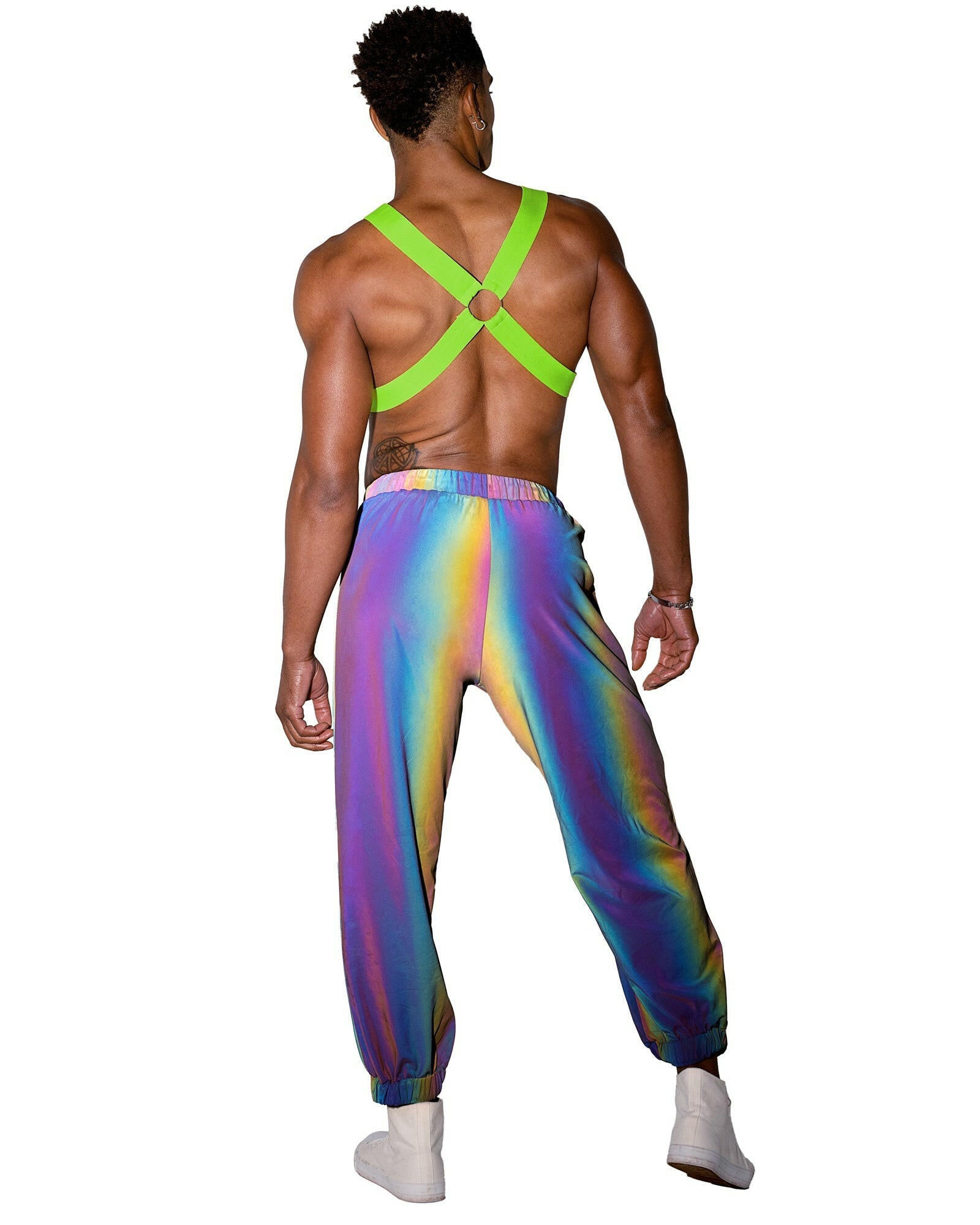 Roma Mens Neon Green Glow In the Dark Harness - Rave & Festival Wear.