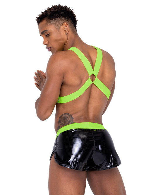 Roma Mens Vinyl Mesh Runner Shorts - Rave & Festival Wear.
