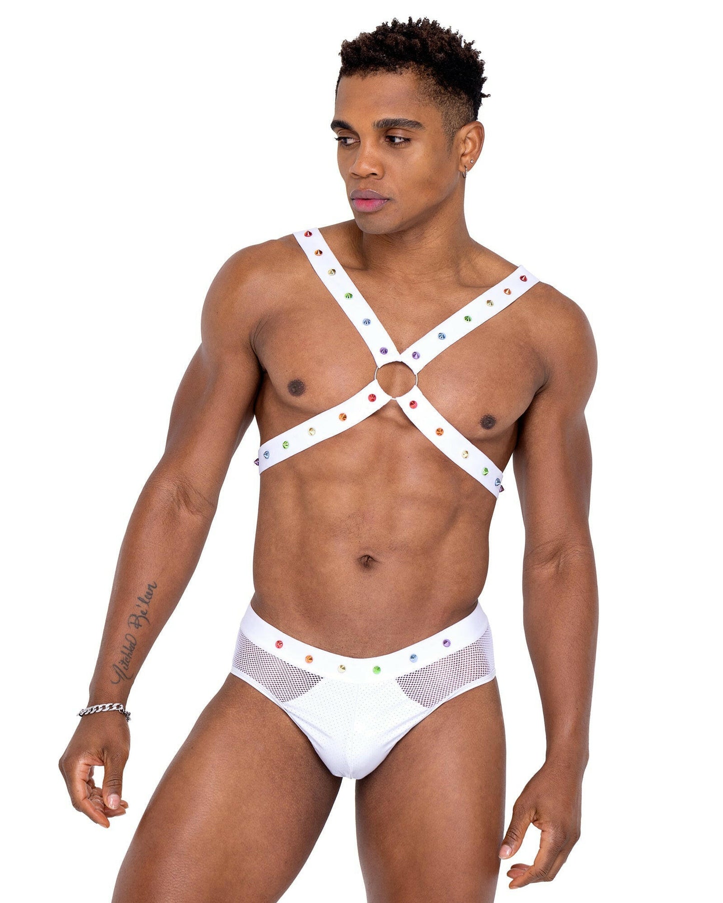 Roma Mens Pride Fishnet & Vinyl Briefs - Rave & Festival Wear.