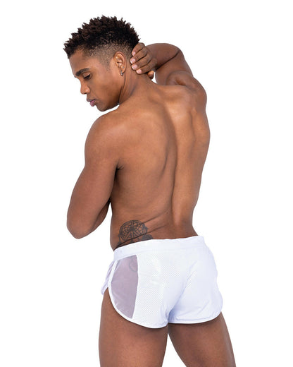 Roma Mens Pride Mesh Vinyl Runner Shorts - Rave & Festival Wear.