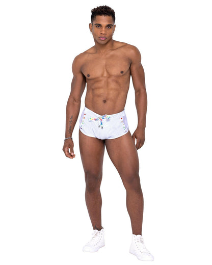 Roma Mens Pride Mesh Vinyl Runner Shorts - Rave & Festival Wear.