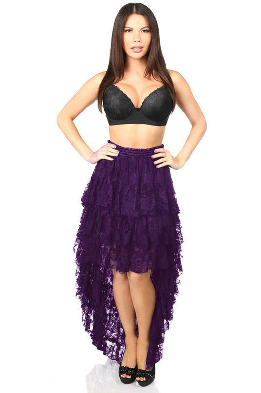 Plum High Low Lace Skirt.