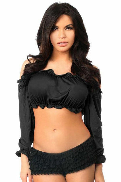 Black Long Sleeve Peasant Top.