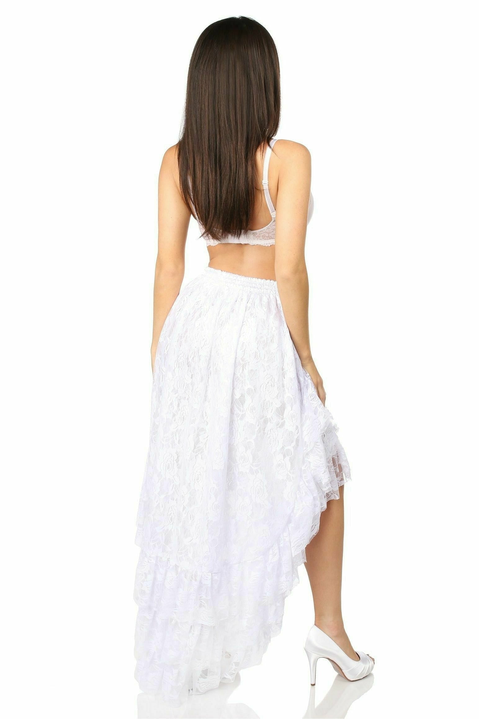 White High Low Lace Skirt.