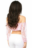 Baby Pink Lined Lace Long Sleeve Peasant Top-Daisy Corsets
