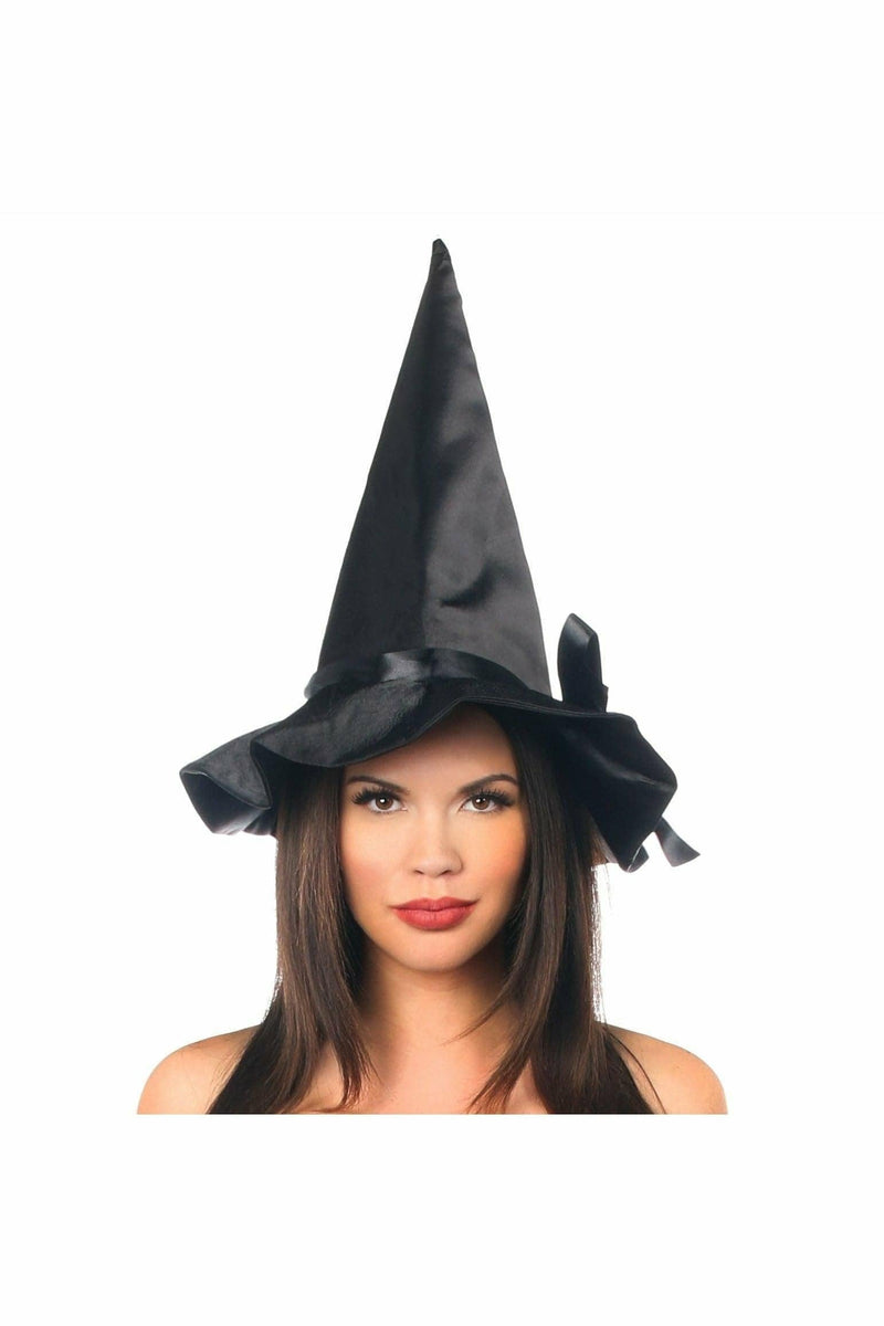 Black Satin Ribbon Witch Hat-Daisy Corsets