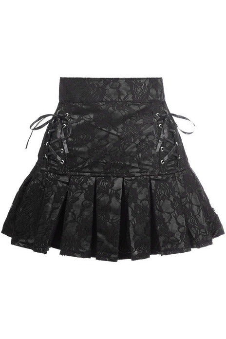 Black Satin w/Black Lace Overlay Lace-Up Skirt-Daisy Corsets