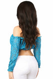 Teal Lined Lace Long Sleeve Peasant Top-Daisy Corsets