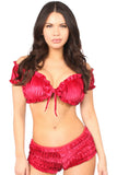 Red Velvet Tie-Front Peasant Top-Daisy Corsets